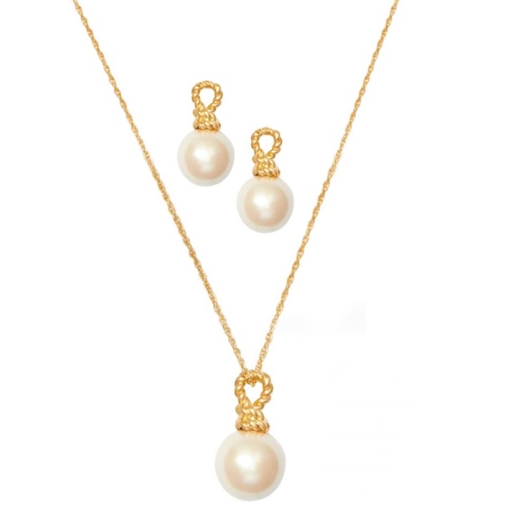kate spade Jewelry - KATE SPADE • Sailor’s Knot Pearl Pendant Matching Necklace and Earrings Set
